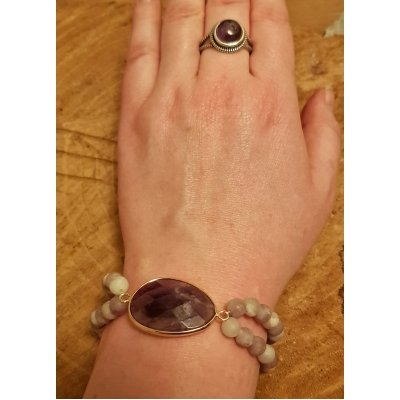 Amethist wikkelarmband &amp; ring